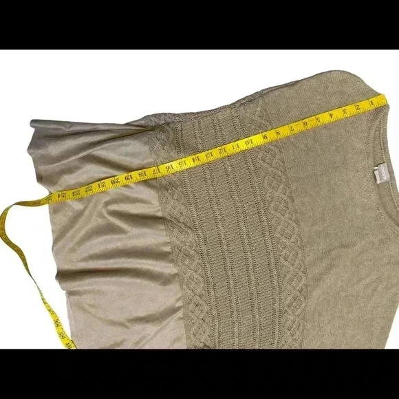 Chicos sueded trim knit poncho tan brown asymmetrical size xl. - Picture 6 of 11